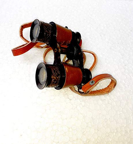 Ganga Nautical 10,2 cm Primitive Antik Stil Messing Fernglas mit Leder-Sicherheitsabdeckung, die es attraktiver und einzigartiger macht, Vintage Geschenke Teleskop, ideal zum Verschenken