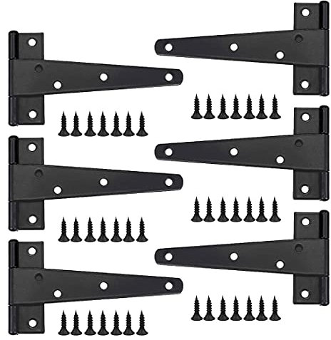 Heavy Door Hinge, 6 Inch Door Hinge, Black T Hinge, Stainless Steel Flat Hinge, Iron Door Hinges, Heavy Duty Hinges for Doors, Windows, Sheds