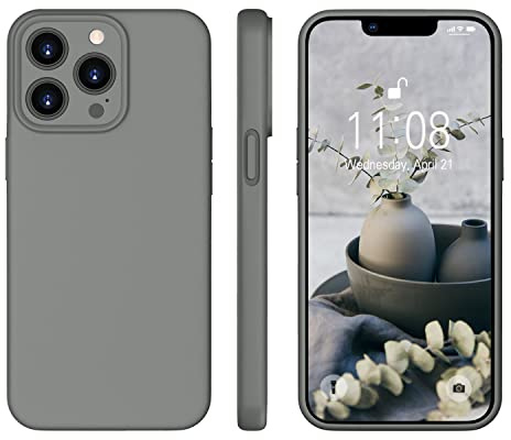 ORDA für iPhone 13 Pro Hülle Silikon, Schiefer Grau | Ultra Dünn Slim mit Microfiber, Stoßfes Kratzfeste, Vollständiger Kameraschutz