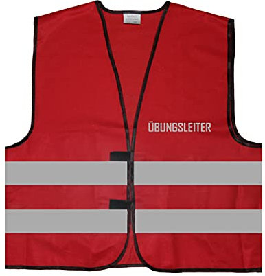 ÜBUNGSLEITER Warnweste BZW. Signalweste mit reflektierendem Aufdruck - Größe L/XL, Rot