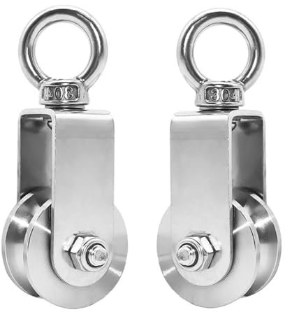 Herbst 34 mm Riemenscheibe für Kabel, 2 Stück Heberiemenscheiben, Gruppen von Riemenscheiben aus Edelstahl, Belastung 250 kg (34 mm, 2 Stück)