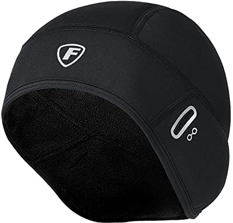 FDX Winter Cycling Skull Cap, Thermal Windproof Helmet Liner with Glasses Hole for Men Women, Water Resistant Reflective Hat for Motorcycle Outdoor Sports, Skiing and Running
