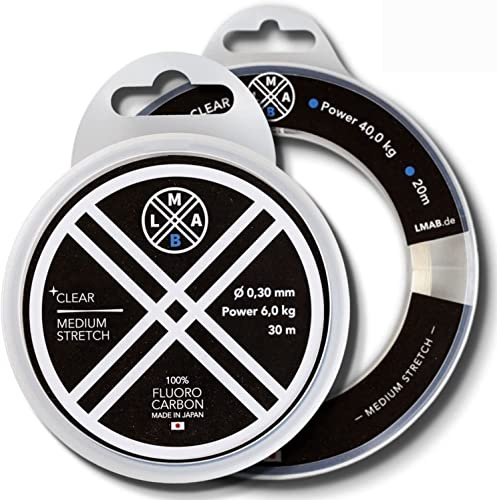 Fluorocarbon Vorfach LMAB 100 Pro Made in Japan, Vorfach-Schnur, Angel-Schnur für Hecht, Zander & Barsch, von 0,15 bis 1mm erhältlich, in 30 m und 20 m, Zanderangeln