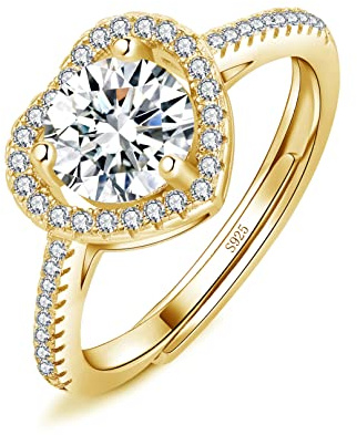 Josfeva Femme Bague Ouverte Argent Fin 925 avec Zircon Cubique 5A Blanc, Bague Réglable Hypoallergénique pour Femme Fille, Bague de Fiançailles Mariage Ronde Carrée en Forme de Coeur, Cadeau d'amour