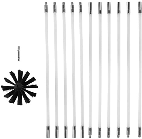 SURIEEN Ofenrohrbürste Kaminbürste Stange Set 410mm, 100mm Bürstenkopf | 11 Flexible Kaminreinigungsstab, Kaminbürste, Schornsteinfeger Bürste für Trockner Vent/Abwasserrohr