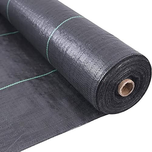 Telo Pacciamatura In Rotoli 90gr/mq Anti Erbacce Pacciamante Per Orto Giardino Elevata Stabilizzazione Raggi UV Permeabile Drenante Copertura Terreno Antialga Calpestabile (H 160 cm x 100 M, Nero)