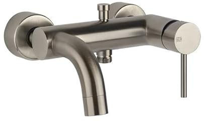 Miscelatore per vasca da bagno Gessi Emporio Via Tortona per installazione esterna, deviatore automatico vasca/doccia, 18613031, Colorazione: Ottica Finox