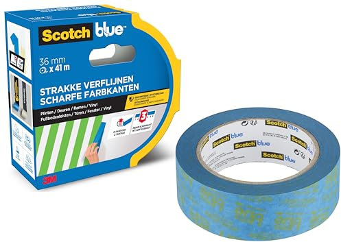ScotchBlue Ruban de masquage de Peinture Finitions Parfaites, 36 mm x 41 m - Scotch Ruban Adhésif Premium pour des Bords de Couleur Nets, Intérieur et Extérieur, PEFC Controlled Sources