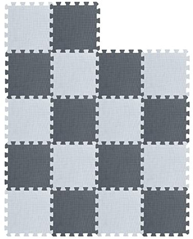 18 Pièces Tapis de Jeu en Mousse avec Bordure et Carreaux de Sol Emboîtables en Mousse pour Enfants et Bébés, Tapis d’Exercice