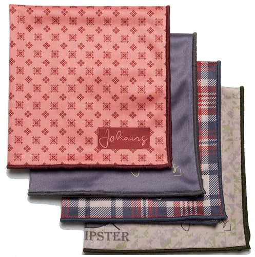 Johans® XXL Mikrofasertuch zur Reinigung von Smartphone, Tablet, Brille, Display, Kamera | Displaytuch, Brillenputztuch, Reinigungstuch | Optikerqualität in 30x30cm (4er Bundle: Suit & Tie)