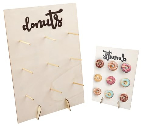 Bezavea Doughnut Holder, Donut Wall Stand Display, Reusable Donut Holder Board, Dessert Display Stand for Donuts, Wooden Donut Wall Stand for Party Festival Decoration Wedding Birthday