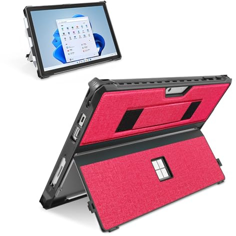 SSSGRGB Coque pour Microsoft Surface Pro 7+/7/6/5/4/Pro LTE 12,3 Pouces Etui Rigide Housse de Protection Robuste avec Porte-Stylet et dragonne Compatible avec Clavier Type Cover Rouge