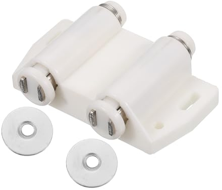QUARKZMAN Doppelter magnetischer Druckverschluss für Schranktür Weiß | Aus schwarzem Kunststoff PE, und Fensterläden