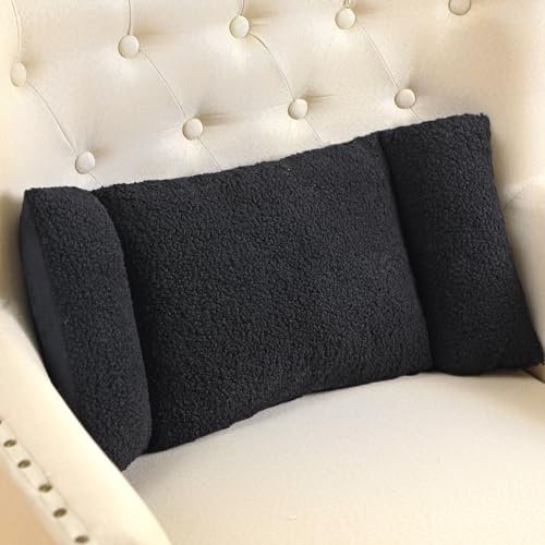 Queekay Fleece Lumbar Support Pillow 3 Section for Office Chair, Black