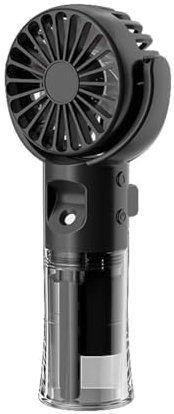 Mini Ventilador de Mano Klack F4 con Pulverizador de Agua - Recargable por USB, Negro