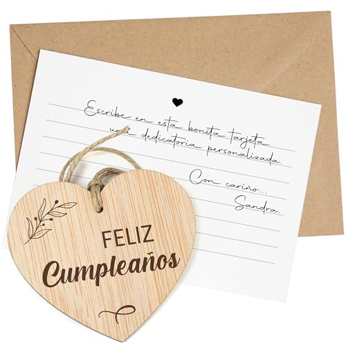 CONTRAXT Regalos tarjeta felicitacion cumpleaños. Tarjeta de Feliz Cumpleaños en Madera Regalos originales cumpleaños amiga amigo hombre mujer birthday cards