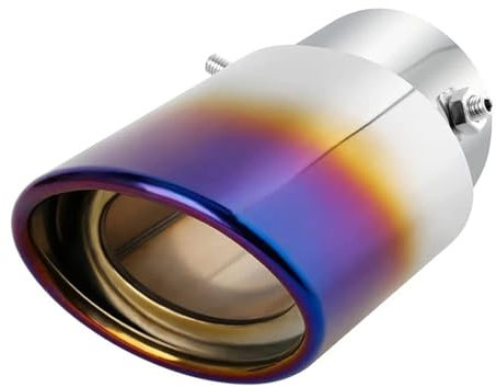 Tuyau D'échappement Embout De Silencieux D'échappement De Voiture - Diamètre De Tuyau Adapté De 1,5 À 2,25 Pouces (3,8 À 5,7 Cm) Acier Inoxydable Universel Rôti Bleu Voiture Queue Gorge