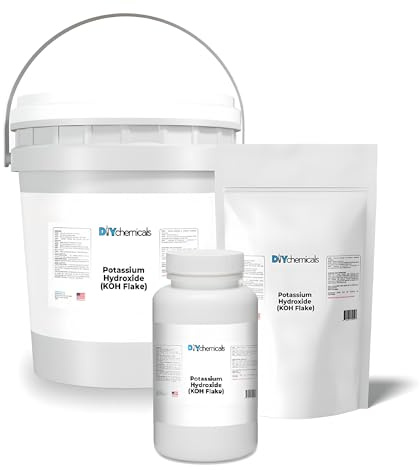 DIYChemicals Potassium Hydroxide (KOH) Flakes - Potash for Soap Making, Industrial Use and Cleaning - USA-Made (2 LBS)