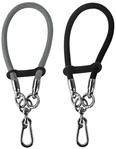 AULEEP Black and Gray Phone Wrist Strap, 2 Pack Anti-Theft Lanyard for Cell Phone, Digital Camera - Cute Design for Women Girls