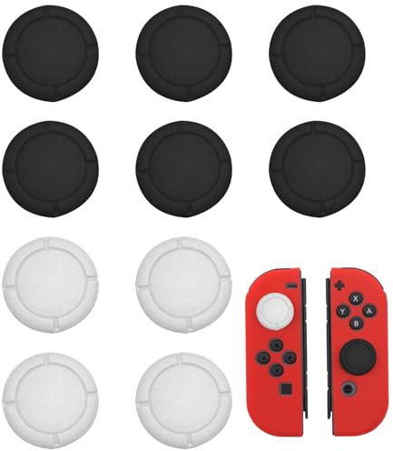 AJUNLKVDR 5 Paires Capuchon Joystick,Joysticks Capuchons,Capuchons de Joystick pour Switch/Lite/OLED - Accessoires de Protection en Silicone (6 Noirs,4 Blancs)