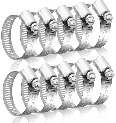 10PCS Stainless Steel Jubilee Clips, Adjustable Hose Clips Clamps for Washing Machine Drain Hose Wsate Pipe, Jubilee Clips Assorted for Leak-Proof Connection, Pipe Clipper for Garden Car