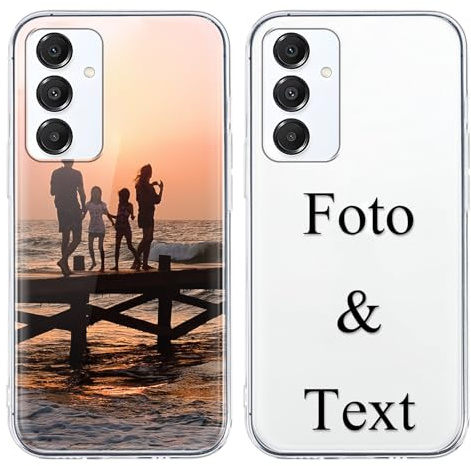 Yoedge Personalisierte Handyhülle für Samsung Galaxy A16 4G/5G Hülle Personalisiert 6,7, Transparente Hülle mit Eigenem Foto Bedrucken Bild Text Schutzhülle Selbst Gestalten für Samsung A16