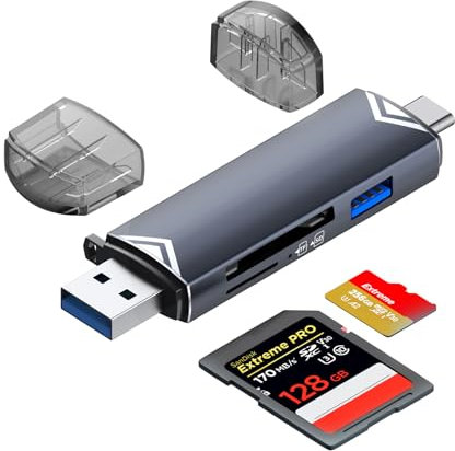 Lettore di schede SD, adattatore 3-in-1 Hi-Speed USB C e USB 2.0 Micro SD Card Reader OTG per MMC/TF/SDXC/SDHC/Micro SDXC, compatibile con iPhone 16 Pro Max/16/15 telefoni cellulari, computer, ecc.