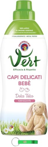 Chanteclair Vert Detergente líquido Capi Delicati Bebè Dolce Talco – Detergente higiénico para ropa delicada – 750 ml + llavero Beni Culinari gratis