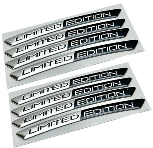 KEQAR 8 Pezzi Adesivi Auto Limited Edition Logo in Metallo 3D Universali Emblema Accessori (9 cm) (Argento-Nero)