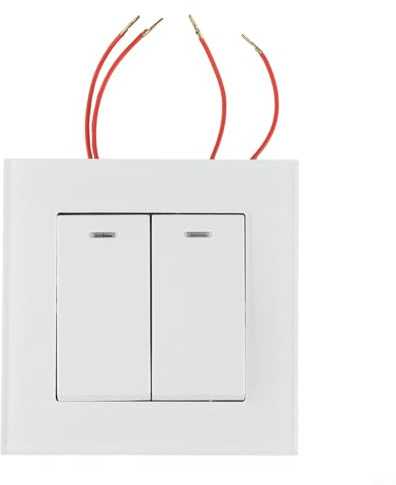 babominimer Panneau en verre trempé de 208,3 cm, interrupteur double voie 82 x 82 mm avec indicateur lumineux, convient pour les chambres à coucher (blanc)