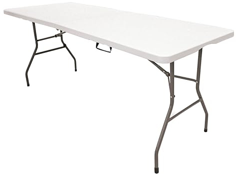 The Homeweeks Mesa Plegable Solid 180cm Portátil | Normativa Uso Público Interior/Exterior | Tablero Resina HDPE 3,5cm | Capacidad 6/8 Personas y Carga 150 kg | Multiuso