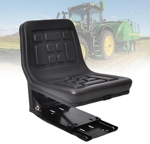Asiento de Suspensión para Tractor con Rieles Deslizantes Móviles Asiento Universal para Montacargas para Tractor Segadora Minicargadora Manipuladora Telescópica Retroexcavadora y Bulldozer