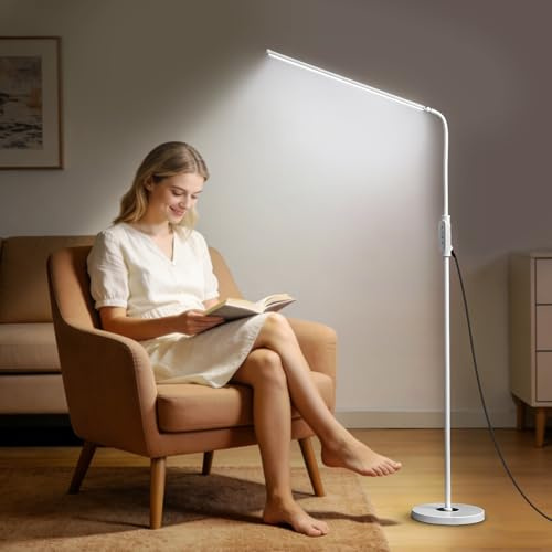 CGBE 60cm Lampada da Terra LED: 360° Flessibile Piantana Lampada da Terra con Tocca Controllo - 3 Modalità e 5 Luminosità - 18W Dimmerabile Luce per Soggiorno Letto Ufficio Lettura Ciglia Tatuaggi