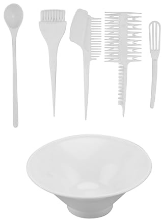LIFKOME 6pcs Hair Dye Kit Set with White Plastic Hair Dye Bowl and Comb Convenient and Practical Tools