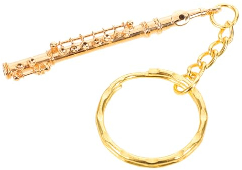 Didiseaon Porte-Clés Flûte Miniature en Métal Doré Anneau Porte-Clés Rétro Musical Décoration pour Paquet à Main et Clés Accessoire Compact pour Amateurs de Musique