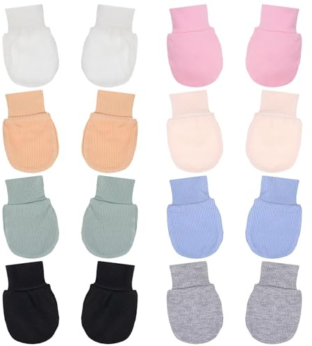 8Pairs Baby Mittens 0-6 Months Soft Elastic Baby Mittens No Scratch Newborn Baby Boys Girls Mittens for All Seasons