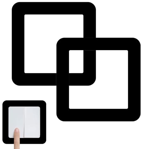 Light Switch Surround, 2 Pack Black Square Socket Surround Plate, 3.38 Inch Single Light Switch Covers, Wall Protection from Fingerprints and Dirt, Child Safety Enhancement