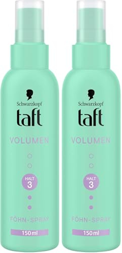 Schwarzkopf Taft Föhn-Spray Volumen (150ml), Haltegrad 3, Föhnspray für alle Haartypen, Volumenspray, vegane Formel* (Packung mit 2)