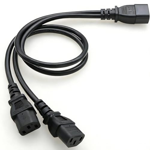 Flomiara Kaltgeräte Verlängerung, Stecker C14 auf 2 x C13 Netzkabel, 2 in 1 Kaltgerätekabel Verteiler, IEC-320 Power Y Typ Splitter Adapter Kabel 250V 10A für Computer, Monitor, Drucker