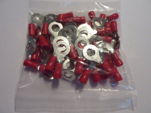 profitec 50 Stück Kabelschuh Ring M 4 rot für Kabel 0,5 mm² - 1,5 mm²