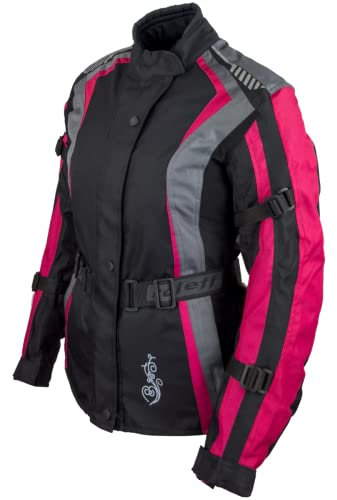 Damen Textil Motorradjacke mit CE Protektoren, gute Belüftung, taillierter Schnitt
