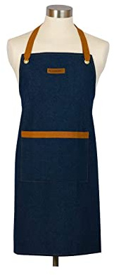 LE CREUSET Delantal de chef, Lona 100% algodón, 88 cm largo, Azul Denim, 45003007760800