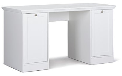 Landhaus Schreibtisch (B/H/T: 136 x 75 x 63 cm) umlaufendes Profil | Kassettentür | Metallknöpfe antik