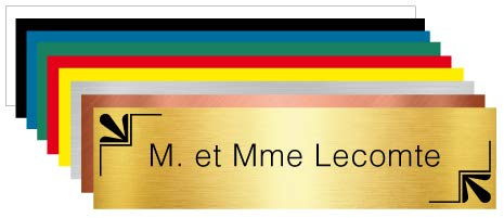Adzif.biz Le sticker de decoration, Plaque Personnalisable Gravée Pour Boîte Aux Lettres Avec Votre Nom et Prénom, Dimensions 10 x 2,5 cm (100 x 25 mm), Aspect Or Brossé Avec Écriture Noir