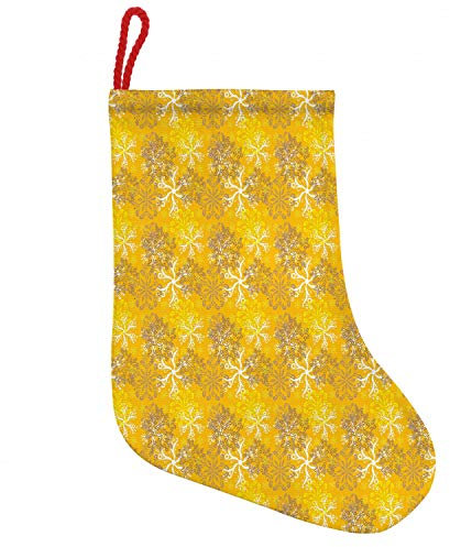 ABAKUHAUS Gelb und Weiß Hängende Nikolausstiefel Weihnachtssocken, aufwändiger Entwurf, Weihnachtsstrumpf zum Aufhängen, 35x50cm, Marigold Yellow Tan