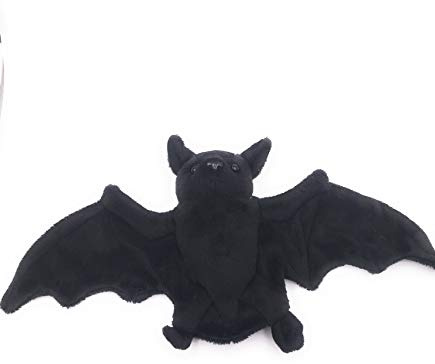 Onwomania Peluche de Peluche de Tela Animal murciélago imán Negro Profundo 19 cm
