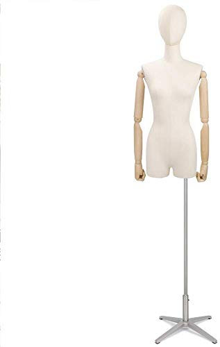 Schaufensterpuppe J-Manikins Schneiderinnen Dummy Dressmakers Dummies Modestudenten Zeigen Büste mit Massivholzarm abnehmbar drehbar für Modenschau (Farbe: B)