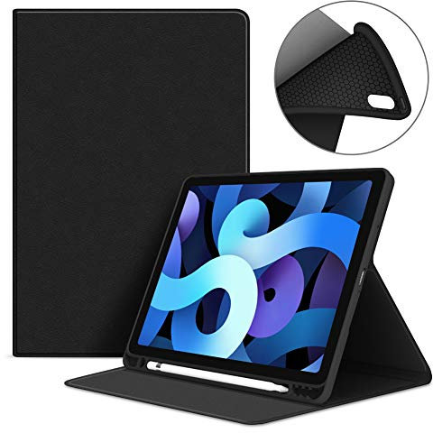 VAGHVEO Coque pour iPad Air 11 Pouces (M3 2025/M2 2024), iPad Air 5ème/4e Génération 2022/2020 10,9 Étui à Rabat Style Livre Housse Smart Case Cover Arrière TPU Souple avec Porte Pencil, Noir