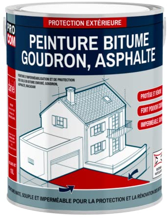 PRO COM Peinture bitume, résine sol enrobé bitumeux, asphalte, goudron, macadam 2.5 litres
