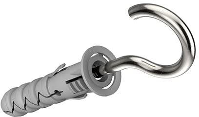 Keple C-förmige Hakenschrauben mit Dübeln 10/5.5X90, Ösenschrauben, selbstschneidenden C-Haken und Nylon Rawl-Befestigungen, Universal-Spreizdübel und Wandhaken (25er Pack)